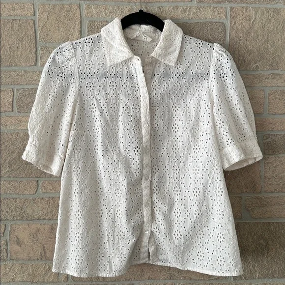 Ba&sh Sparro Cotton Eyelet Shirt Small Feminine - Picture 3 of 7